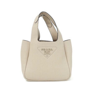 Prada Leather Handbag beige Sabbia Cream Prada Milano triangle